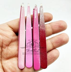Juego de Pinzas para Cejas de Acero Inoxidable Hechas a Medida Profesionalmente, Buen Clip Plano Inclinado, Empaque Personalizado, Múltiples Colores Rosa - Product Image 2
