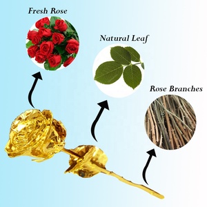 SANAAR CRAFTS Luxury Handmade Real Rose 24K Gold Plated Festive Floral Decoration for Christmas Halloween Graduation Valentine's - Product Image 1