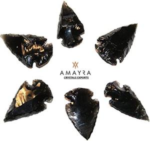 Punta de flecha de 1 pulgada de obsidiana negra natural, venta al por mayor, puntas de flecha de orgón para caza, comprar en línea de cristales Amayra, exportaciones DE LA India - Product Image 3