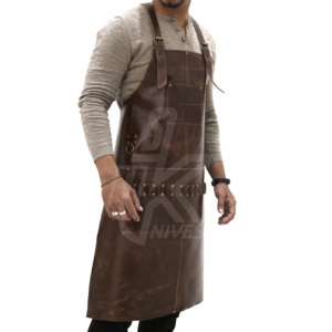 Delantal de carnicero de cuero de vaca de diseño personalizado de alta calidad más vendido, delantal de herramientas sin mangas impermeable, Material PU de alta calidad para barbacoa - Product Image 4