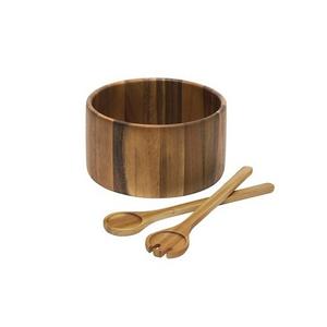 Bol à salade en bois poli de haute qualité au design attrayant avec cuillère et fourchette pour la présentation sur table dans les hôtels et restaurants - Product Image 2