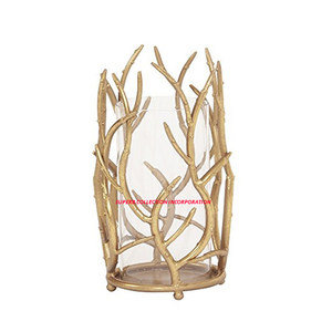 Soporte de pilar de vela de huracán de aluminio hecho a mano con asta dorada de nuevo diseño hecho en India Venta directa de fábrica OEM - Product Image 2