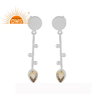 Natural Citrine Gemstone Post Stud Earrings Wholesale Jewelry Handmade Design Sterling Silver Designer Manufacturer