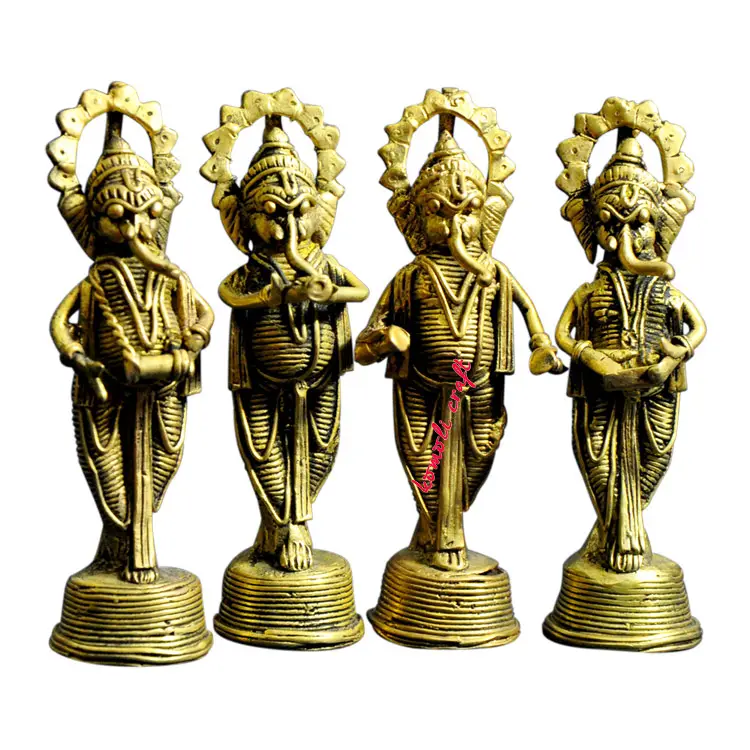 Indianロストワックスベル金属鋳造dhokraガネーシャ彫刻