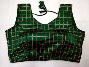 เสื้อส่าหรีสำเร็จรูปสไตล์อินเดีย พร้อมงานปักดิ้นทอง - Product Image 5