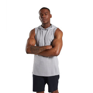 Sudadera con capucha sin mangas para hombre, de algodón polar, transpirable, con logo personalizado, patrón liso, antiencogimiento, tejido, lavado, tallas grandes - Product Image 5