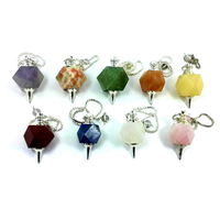 Pendentif unisexe en agate, imitation antique, facetté octogonal, gravé, pierres précieuses mélangées, style métaphysique, nouvelle ère, objet de collection