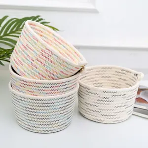 Wholesale colored Woven Cotton Rope Storage Basket