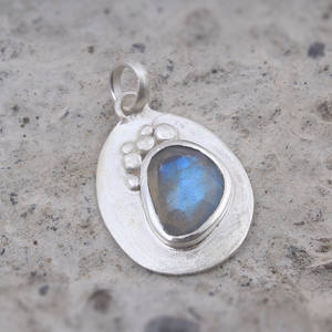 Galet artisanat labradorite pierre précieuse 925 argent sterling fait à la main fantaisie pendentif bijoux bijoux labradorite - Product Image 2