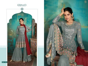 ชุดเดรสปักลายแบบชาวจอร์เจียชุดเดรสสไตล์อินเดียชุดเดรสปักลายกระจกสไตล์ปากีสถาน - Product Image 4