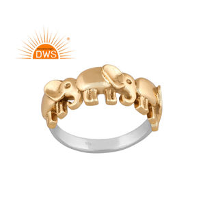 Latest 2026 Sterling Silver Gold Plated Elephant Design Band <b>Ring</b> For Women Jewelry Manufacturer - Product Image 1