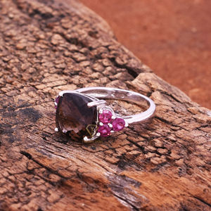 Haute qualité naturel Quartz fumé pierres précieuses bague de mariage en argent Sterling à la main coussin forme femmes bijoux en gros - Product Image 3