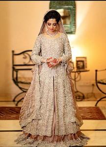 ATIYA LIBAS tradicional indio/paquistaní nupcial Anarkali Lehenga Choli vestido pesado Zardozi bordado Material de acetato - Product Image 2