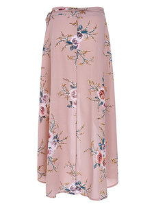 Nouvelle mode exclusive de haute qualité à la mode Sexy décontracté imprimé fleuri longueur au sol jupe en mousseline de soie écologique ourlet fendu irrégulier - Product Image 5