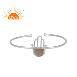 Bazalhamas − bracelet manchette en argent Sterling, modèle de styliste, en pierre précieuse, fumé, vente en gros - Product Image 1
