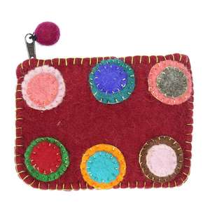 Porte-monnaie élégant et écologique en feutre marron pour filles doux et durable avec fermeture à glissière fait à la main au Népal pour un usage quotidien - Product Image 1