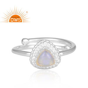 Ethiopian Opal Gemstone Fine Silver Triangular Designer Retro Ring <b>Jewelry</b> Classic Collection - Product Image 2