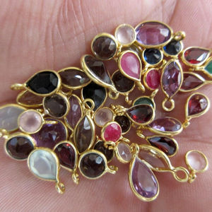 Conector de Piedras Preciosas con Bisel de Plata de Ley AAA de la India, Precios al por Mayor para Colgantes de Estilo Bohemio Unisex para Fiestas - Product Image 1