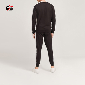 Chándal de algodón para hombre, forro polar, ajustado, diseño de tira lateral, diseño de marca personalizado, estampado de logotipo, cremallera, conjunto de chándal en blanco sólido - Product Image 3