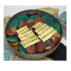 2025 boucles d'oreilles en or européen bijoux rond velours noël nigérian bleu boucles d'oreilles en laiton étoile zircon noir pierre boucles d'oreilles bijoux - Product Image 3