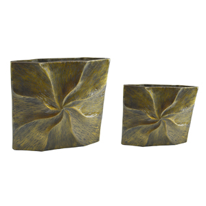 ชุดออกแบบโลหะอลูมิเนียมคุณภาพคลาสสิคของแพลนเตอร์สองตัวที่มีการออกแบบตกแต่งโบราณหลายสีและทองเหลือง - Product Image 2