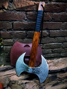 Hacha de doble vikingo Tomahawk hecha a mano personalizada, el mejor hacha de camping, hacha táctica de supervivencia, hacha de acero de alto carbono, hacha de doble hoja - Product Image 5