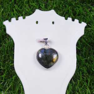 Increíble colgante de bisel de corazón de labradorita amarilla Natural, joyería de piedras preciosas superpuestas de plata con colgantes sueltos chapados en plata - Product Image 2