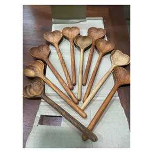 Cuillère en bois de bricolage, poignée personnalisée, Logo personnalisé, mélange de bois, cuillère en bois de couleur naturelle, pour manger, artisanat