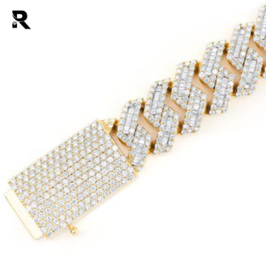 Pulsera de eslabones cubanos reales de 20,50 quilates para mujer, pulseras y brazaletes de diamantes Baguette levantados, estilo Miami - Product Image 4