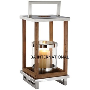 Décoration de maison et de fête de Noël Lampes à bougies Concept moderne Lanternes à bougies en bois et en métal Qualité standard - Product Image 1