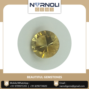 Pierre précieuse citrine ronde facettée de clarté immaculée, certifiée de qualité supérieure, avec une taille concave avancée pour une brillance supérieure, disponible en ligne - Product Image 2
