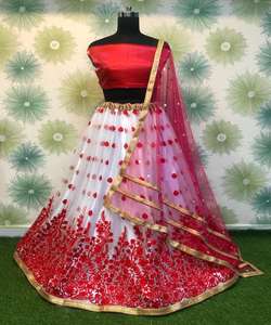Fantaisie rayonne soie saisonnière broderie lourde mariée porter lehenga choli avec dupatta prix de gros vêtement ethnique - Product Image 6