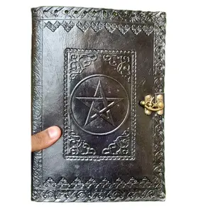 Cahier de fards en cuir, 7 pierres, pentagramme, baroque, chakra