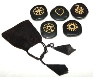 Pierre semi-précieuse artisanat soleil pentagramme Wiccan pierres ensemble naturel - Product Image 2