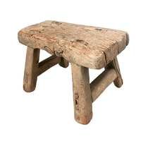 Tabouret rond en bois naturel, finition rustique, tabouret de présentation de plantes, tabouret en bois brut antique pour la décoration du salon