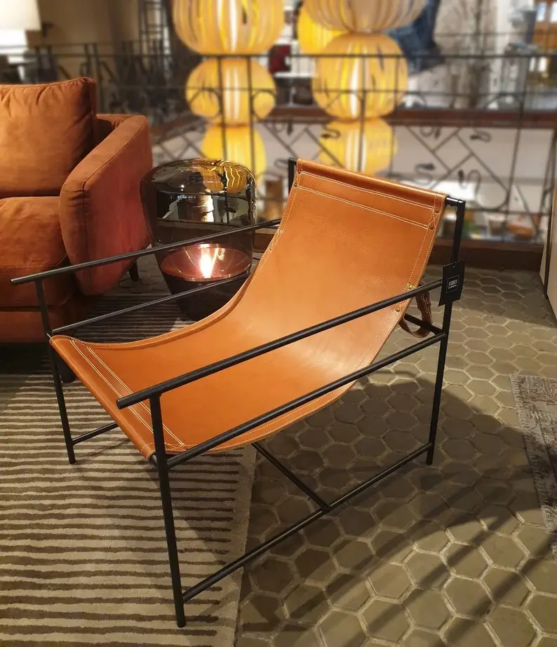 Akzent Leders essel-Sling Chair - Hand gefertigt mit Stahlrahmen-Für Wohnzimmer und Schlafzimmer im Industries til