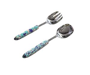 Outils de service à salade en acier inoxydable poli miroir de qualité supérieure avec poignée en résine colorée ustensiles de cuisine à un prix abordable - Product Image 1