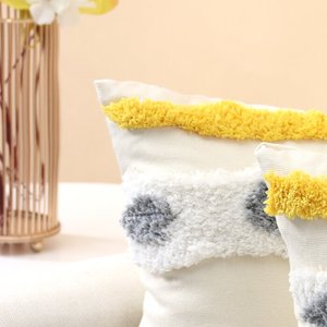 Funda de almohada de lana 100% de algodón, cubierta de cojín decorativa con borlas, tejida a mano, blanca, Bohemia, 50 - Product Image 3