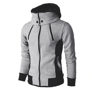 Sweat à capuche avec fermeture éclair avant pour hommes, Style gris et blanc, utilisation en hiver - Product Image 1