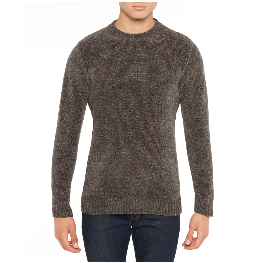 Italian men fashion best long sleeve acrylic polyester chenille yarn crew neck sweater for men