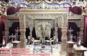 Exclusiva boda aspecto de madera FRP Mandap tradicional hindú boda fibra Mandap Fiji boda real cuadrado fibra Mandap conjunto EE. UU. - Product Image 2