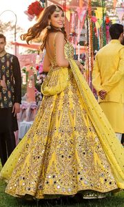 heavy Bridal-Indian/Pakistani lehenga <b>top</b> dress Embellished in <b>crystal</b> glass beads stone work for Wedding=2020 - Product Image 2