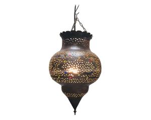 New Handmade Moroccan Moorish Bronze Pendant <b>Lantern</b> With Multi-Color Glass for Indoor and Outdoor Decoration in Best Quality - Product Image 1