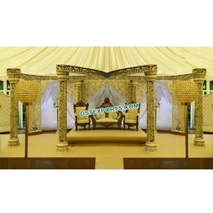 Magnifique mariage en fibre papillon Mandap Look chic mariage indien Mandap magnifique or fibre sculpté meilleur mariage Mandap vente Royaume-Uni - Product Image 1