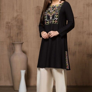 DESIGNER---NEW--ELEGANT---EMBROIDERY ON KURTA--WITH--PANT---FOR Party-wear-dress with applique work for Party/ Wedding =2021. - Product Image 1