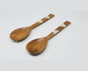 Herramienta de servicio de ensalada de resina y madera Natural hecha a mano para el hogar, Hotel, cocina, restaurante, eventos de boda, vajilla, juego de herramientas para ensalada - Product Image 2