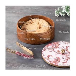 Wooden Roti Box With Designer <b>Lid</b> Premium Quality Round Shape <b>Decorative</b> Chapati Container At Acceptable Prices - Product Image 3