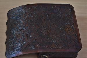 Portefeuille en cuir sculpté à la main beige, sacs à main, bourses et sacs faits à la main avec motifs rugueux sculptés, fait sur mesure - Product Image 2