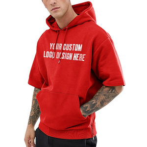 Sweat-shirt à capuche à manches courtes pour homme, logo personnalisé, décontracté, sport, Streetwear, design your own hoodies - Product Image 3