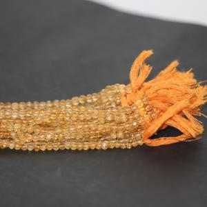 สายลูกปัดพลอยอัญมณีทรงกลมแบบเหลี่ยมเพชรพลอยจากหินซิทรินธรรมชาติขนาด4มม. - Product Image 2